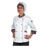 Dólmã Chef Cozinha Feminina Estampa Floral Alpineia Rosas Wp