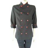 Dolma Chef Fem Kit 02 Preto Com Vermelho
