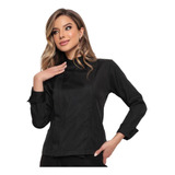 Dolma Chef Feminina Com Zíper Preta Oxford Camila
