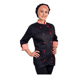 Dólmã Chef Feminina Confeitaria Estampa Cereja - Wp Connect