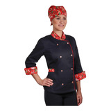 Dólmã Chef Feminina Confeitaria Estampa Cherry Blossom - Wp