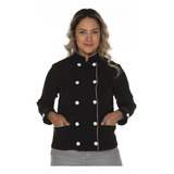 Dolmã Chef Feminino Duplo Abotoamento Em Algodão