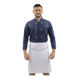 Dólmã Chef Masculino Azul + Avental Tipo Saia Restaurante