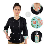 Dólmã Feminina Chef De Cozinha Estampa Floral 100% Algodão