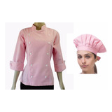 Doma Feminina Nome Personalizado E Chapeu Gastronomia Chef Dolma Jaqueta Rosa Morganita Uniformes