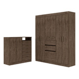 Dormitório Casal Com Cômoda E Guarda Roupa - 9 Portas 7 Gav