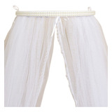 Dossel Parede Branco Decorado Pérolas + Véu Mosquiteiro Tule