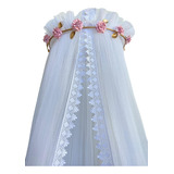 Dossel Parede De Flores Com Cortinado Mosquiteiro Menina Veu