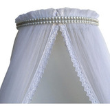 Dossel Pérolas E Strass + Mosquiteiro Tule Solteiro 