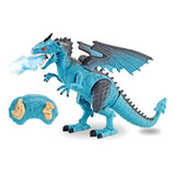 Dragão Gelo Dinossauro Controle Remoto Solta Fumaça Thorn