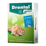 Drontal Gatos 4kg Vermifugo 4 Comprimidos Bayer