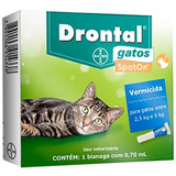 Drontal Gatos Spot On 0,7ml Vermífugo 2,5 5,0kg Bayer