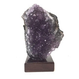 Drusa De Cristal Ametista Base De Madeira Pedra Natural 13cm
