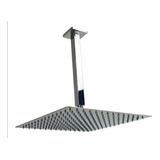 Ducha Chuveiro 30x30 Slim Inox 304 C/ Braço De Teto E Parede