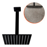 Ducha Chuveiro De Teto Preto 20x20 Slim Super Luxo Black Acabamento Inox