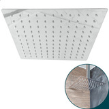 Ducha Chuveiro Quadrado De Teto Inox Polido 20x20 Com Niple