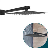 Ducha Fria Chuveiro Preto Quadrado Inox 30x30 A Gas Piscina