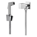 Ducha Higiênica Quadrada Luxo Metal Cromada Completa ¼ Volta