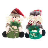 Dupla Boneco De Neve Papai-noel Saco Presente Natal 20cm