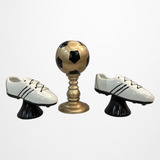 Dupla Chuteira E Bola De Futebol Em Cerâmica Para Decoração