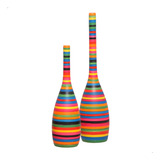 Dupla Decorativa Garrafa Tulipa Decoração Cerâmica Colors