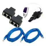 Duplicador Rede Entrada 2 Saídas + 2 Cabos 3m Rj45 Internet
