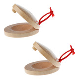 E 1 Par Instrumentos Castanholas Madeira Percussão Brinquedo