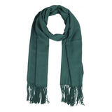 Echarpe Lisa Verde Esmeralda 220g C/ Franja Viscose 180x70 C Desenho Do Tecido Liso