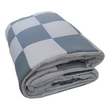 Edredom Berço Malha 100% Algodão Patchwork Branco E Cinza