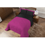 Edredom Casal Queen Cobertor + Lençol 2,40m X 2,15m 06 Peças Oliveira Casa Completa Enxovais Cor Pink/preto Desenho Do Tecido Liso