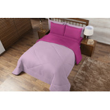 Edredom Casal Queen Cobertor + Lençol 2,40m X 2,15m 06 Peças Oliveira Casa Completa Enxovais Cor Rosa Pink Desenho Do Tecido Liso