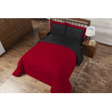 Edredom Casal Queen Cobertor + Lençol 2,40m X 2,15m 06 Peças Oliveira Casa Completa Enxovais Cor Vermelho/preto Desenho Do Tecido Liso