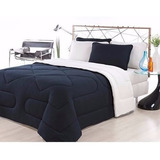 Edredom Casal Queen Color Block Malha Penteada Dupla Face