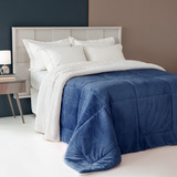 Edredom Casal Queen Size Plush E Algodao Dupla Face Luxuoso