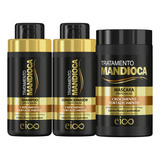 Eico Tratamento Mandioca Força Crescimento Shampoo Sem Sal 450ml Condicionador Leave-in 400ml + Máscara Creme Hidratação Antifrizz Filtro Solar 1kg