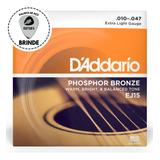 Ej15 Jogo De Cordas 010 Violão Aço Daddario Fósforo Bronze