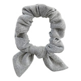 Elástico Cabelo Frufru Scrunchie Laço Cinza