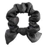 Elástico Cabelo Frufru Scrunchie Laço Lurex Brilho Preto