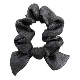 Elástico Cabelo Scrunchie Frufru Laço Preto