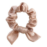 Elástico Cabelo Scrunchie Frufru Laço Rosa Claro