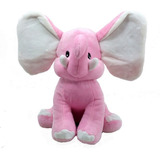 Elefante Pelúcia Rosa 21 Cm Altura Lavável Anti-alérgico Cor Rosa-claro