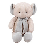 Elefante Tricôt Cinza Luxo Amigurumi Para Decoração - 30cm