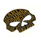Emblema Autocolante Caveira Harley Davidson Ouro