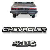 Emblema Chevrolet 4.1 Opala Caravan 1985 A 1990 Prata Par
