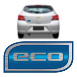 Emblema Eco Cromado Fundo Azul Prisma