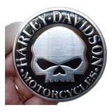 Emblema Harley Metal Adesivo Caveira Prata