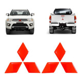 Emblema Logo Resinado Mitsubishi L200 Vermelho Refletivo