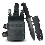 Embornal Pochete De Perna Molle + Faca Rambo De Caça Sobrevivência
