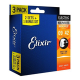 Encordoamento Elixir Cordas Guitarra 009 Super Light Pack 3