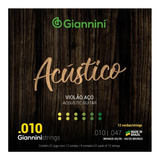 Encordoamento Giannini Acústico 12 Cordas Violão Aço 010 